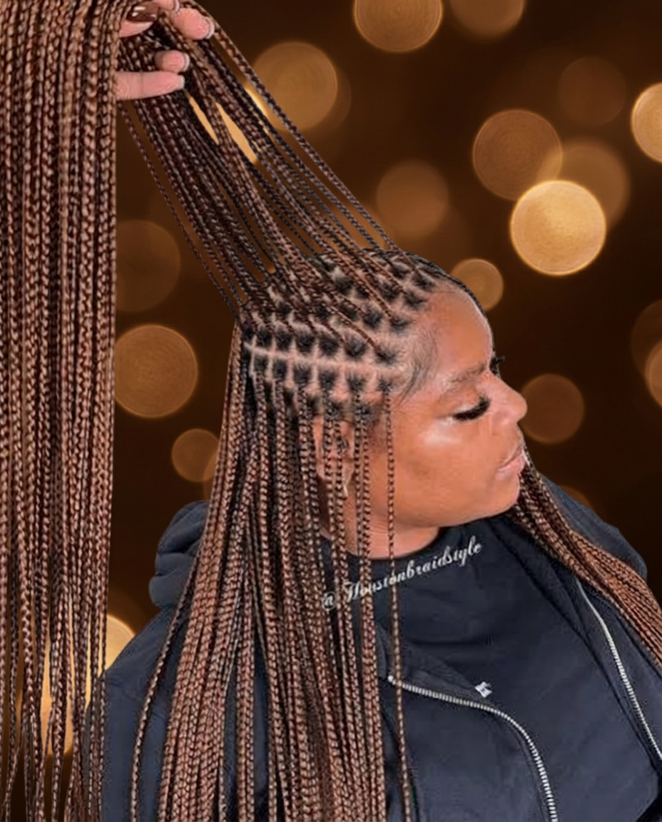 Box Braids styled at Precious Hair Braiding